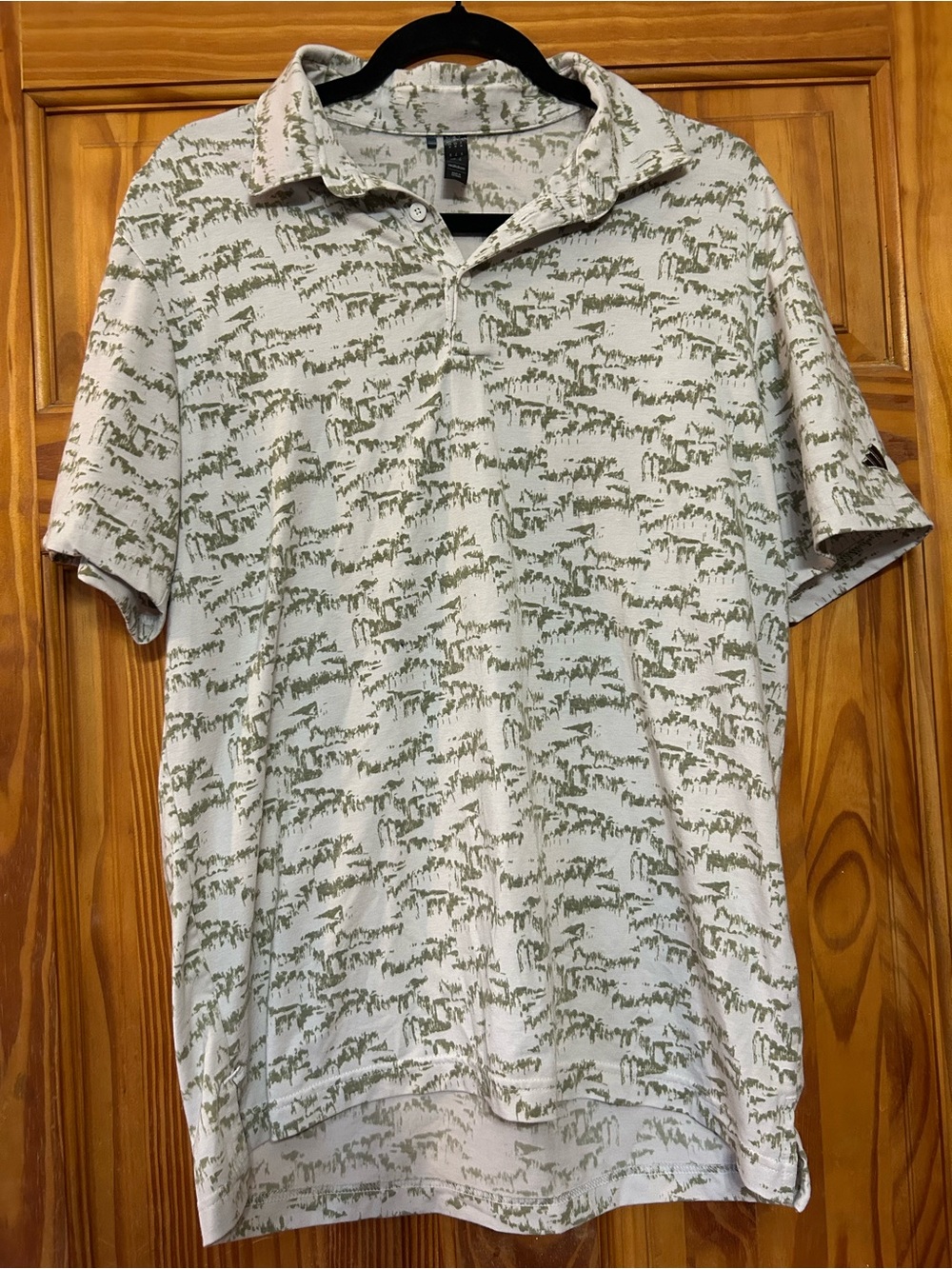 adidas Men's Polo in Light Beige with Olive Print